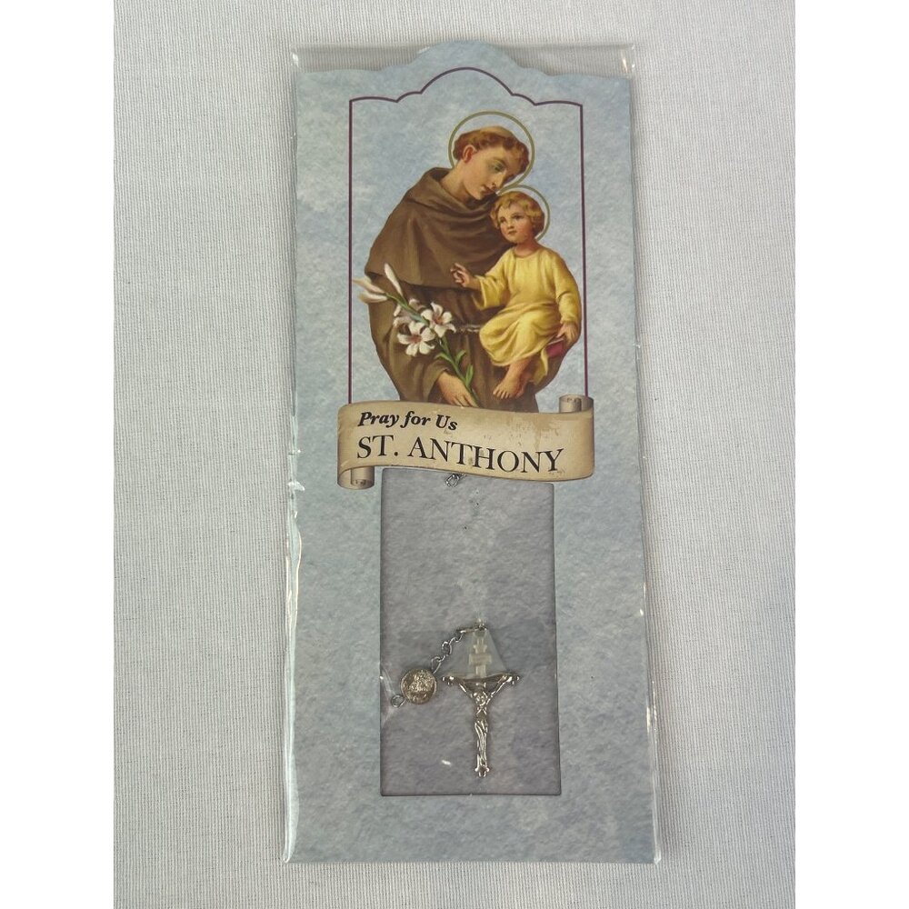 Vintage St. Anthony Devotional Keychain Crucifix & Medal NOS Catholic